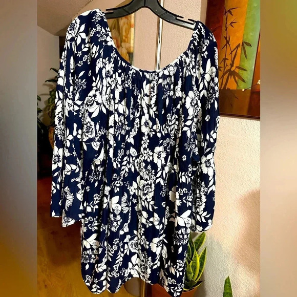 Avenue top pleat print navy blossom size 30/32 - Picture 2 of 10